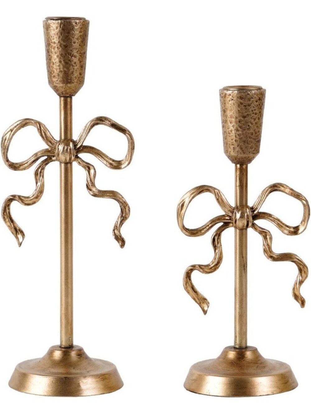 Vintage Gold Bow Iron Taper Candle Holders Set of 2 | Elegant Home Decor